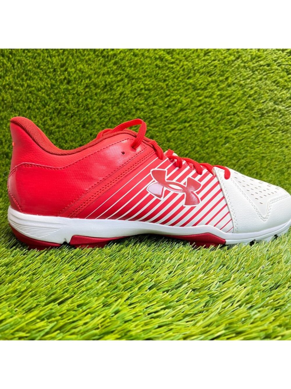 Under Armour Leadoff Low RM Mens Size 12 Red White Running Baseball Cleats